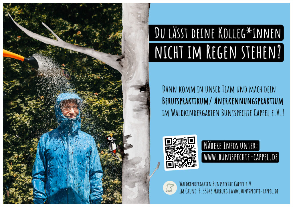 Stellenanzeige Berufspraktikum im Waldkindergarten Buntspechte Cappel e.V.