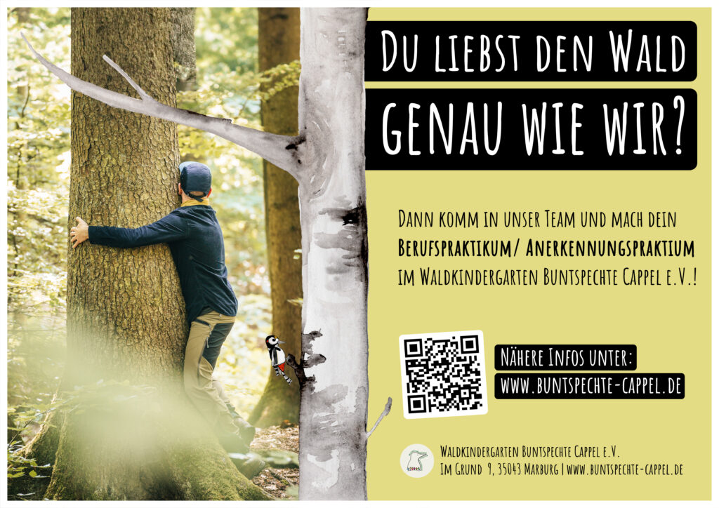 Stellenanzeige Berufspraktikum im Waldkindergarten Buntspechte Cappel e.V.